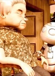 一部感人的动画短片，缺乏陪伴的老奶奶，与机器人度过一生的时间