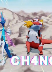 宝可梦MMD：千面避役、甲贺忍蛙、骨纹巨声鳄的《CH4NGE》
