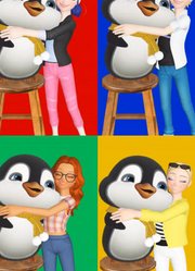 玛丽娜、艾俊等人和小企鹅交朋友