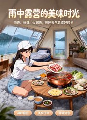 雨中露营的美味时光