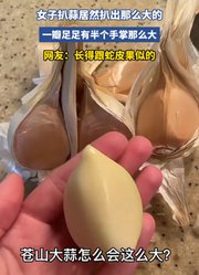 女子扒蒜居然扒出那么大的，一瓣足足有半个手掌那么大