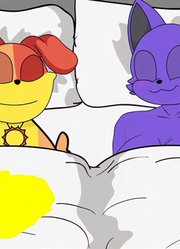 太阳狗梦里尿尿居然尿到床上了